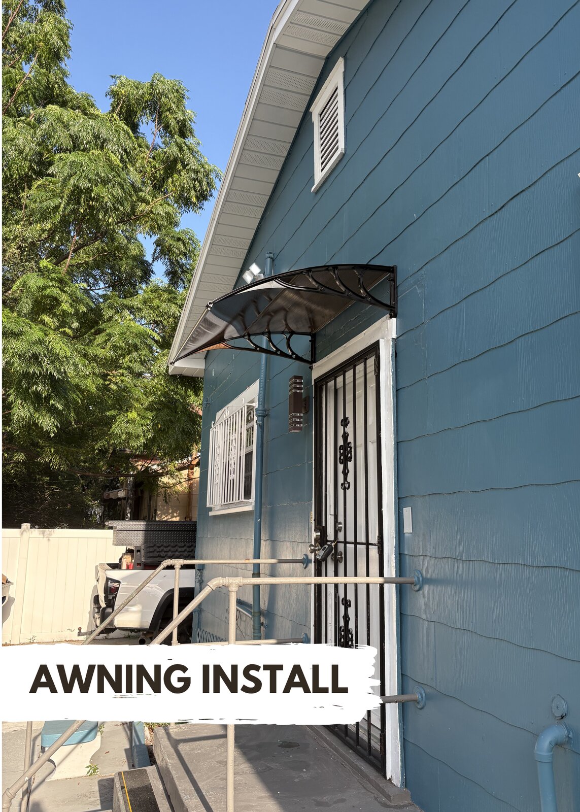 Awning installed at a residential property by Tony's Property Maintenance